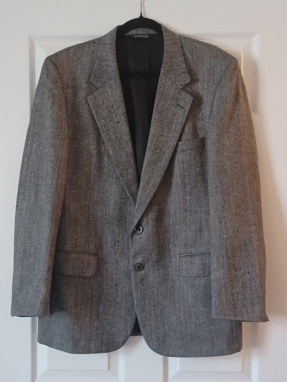 EUC Vintage Burberrys Black & White Tweed 100% Wool Blazer Size 42